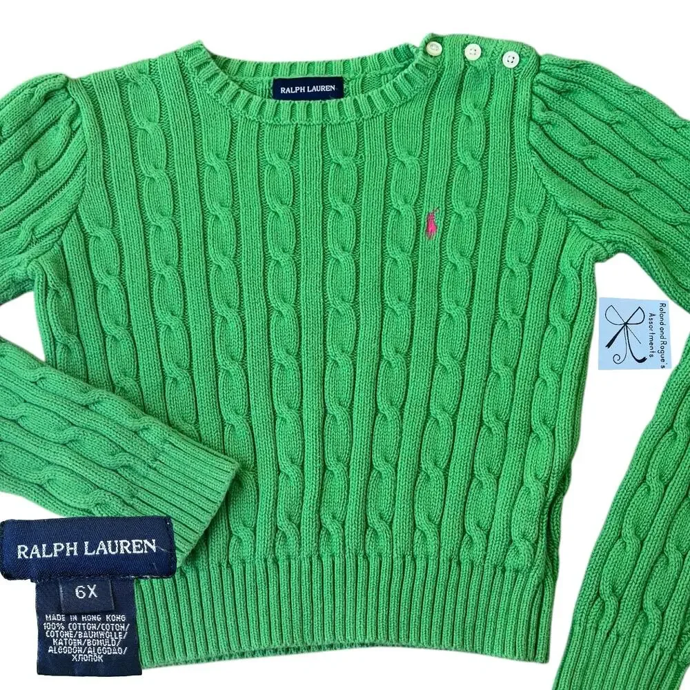 Ralph Lauren 100% Cotton Cableknit Sweater Kids Sz 6X